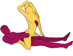Sex position #150 - Reverse Cowgirl. (cowgirl, from behind, woman on top). Kamasutra - Photo, picture, image