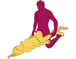 Sex position #165 - Bow. (kneeling, man on top, right angle). Kamasutra - Photo, picture, image