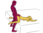 Sex position #489 - Сhibi (on the bed). (anal sex, doggy style, from behind, rear entry, standing). Kamasutra - Photo, picture, image