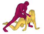 Sex position #340 - Сhili dog. (anal sex, doggy style, from behind, rear entry, standing). Kamasutra - Photo, picture, image