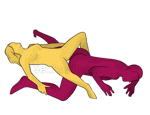 Sex position #304 - Reverse connection. (reverse, lying down). Kamasutra - Photo, picture, image