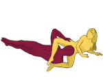 Sex position #74 - Shell. (cunnilingus, lying down, oral sex). Kamasutra - Photo, picture, image