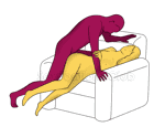 Sex position #286 - Secret entrance (on the armchair). (anal sex, from behind, rear entry). Kamasutra - Photo, picture, image
