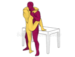 Sex position #429 - Deep stick (on the table). (face to face, standing). Kamasutra - Photo, picture, image