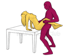 Sex position #408 - Holiday (on the table). (right angle, standing). Kamasutra - Photo, picture, image