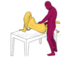 Sex position #276 - Propeller (on the table). (anal sex, from behind, rear entry). Kamasutra - Photo, picture, image