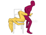 Sex position #390 - Playboy (on the chair). (reverse, standing). Kamasutra - Photo, picture, image