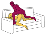 Sex position #363 - Young stallion (on the couch). (anal sex, doggy style, from behind, rear entry, man on top). Kamasutra - Photo, picture, image
