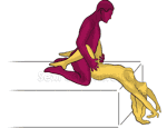 Sex position #474 - Slope (on the bed). (right angle, kneeling). Kamasutra - Photo, picture, image